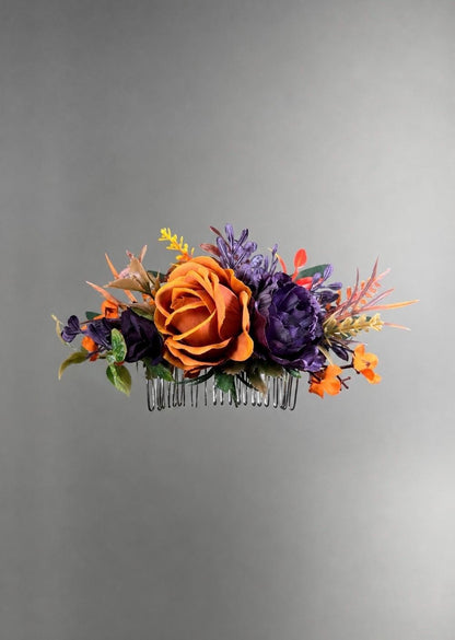 Burnt Orange Purple Bouquet Wedding Fall Plum Bridal Bouquet Terracotta Deep Purple Bouquet Bridesmaids Rust Sunset Artificial Flowers