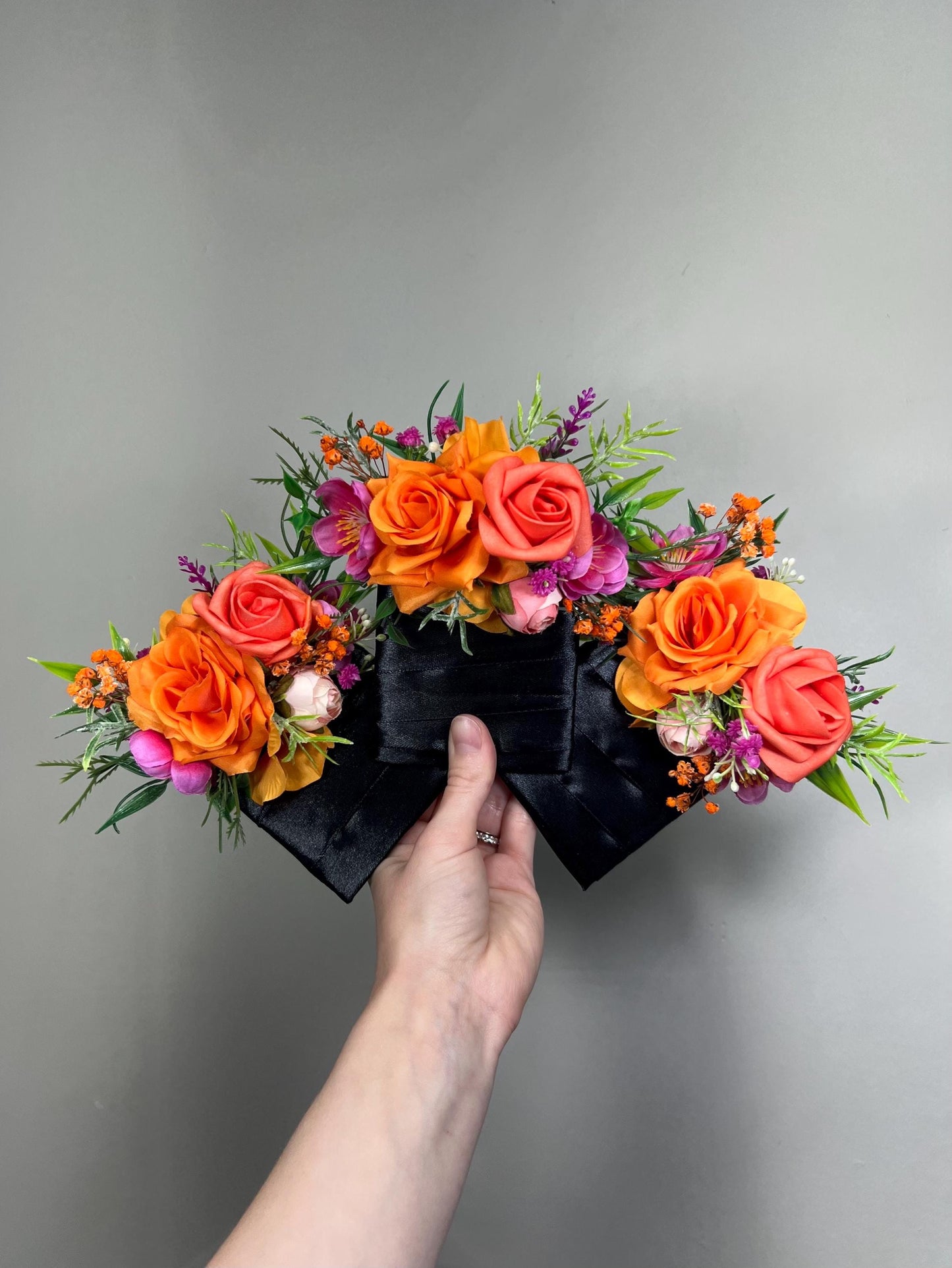 Orange Coral Pocket Boutonnière, Wedding Bright Tropical Square Boutonnière, Groom Pink Orange Boutonnière, Groomsmen Summer Flowers