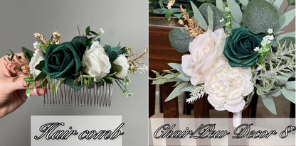 Emerald Green Bouquet Bridal White Hunter Green Bridesmaids Bouquet Emerald Green Forest Ivory Bouquet Gold Artificial Flower Reddit