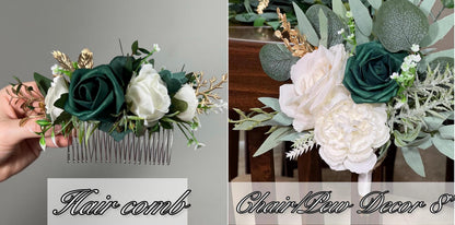 Emerald Green Bouquet Bridal Cascade White Hunter Green Bridesmaids Bouquet Emerald Green Forest Ivory Cascading Bouquet Gold Artificial