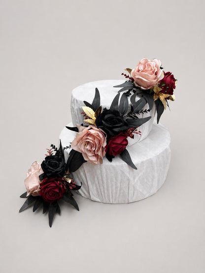 Black Bouquet Wedding Burgundy Bridal Bouquet Gothic Dusty Rose Halloween Bouquet Black Bridesmaids Bouquet Black Burgundy Artificial Flower