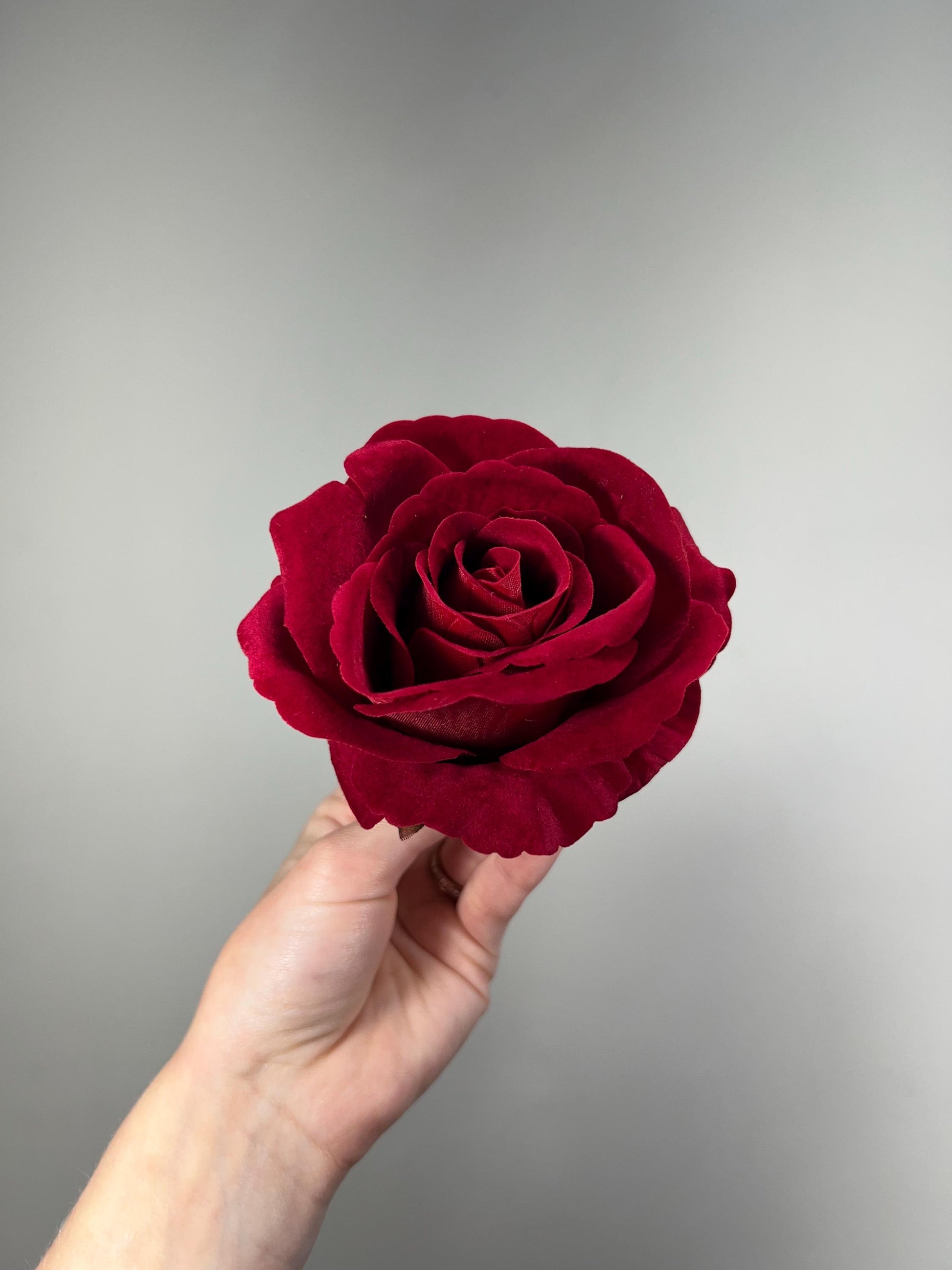 Red Rose Artificial Rose, Wedding Dark Red Flower Head with Stem Leaves, Craft Supplies DIY Bouquet, Home Decor Realistic Roses