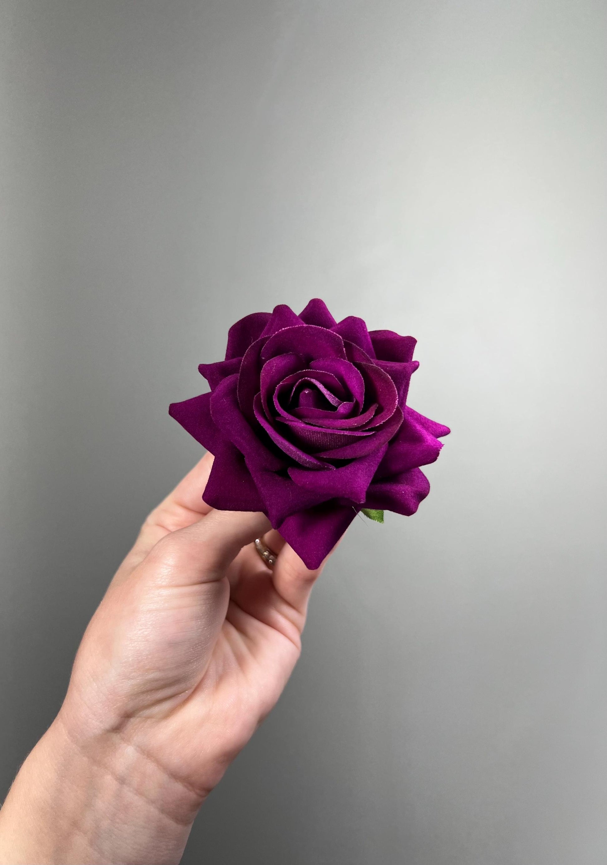 Magenta Rose Head 2.5", Fuchsia Artificial Rose, Dark Purple Flower Head, DIY Wedding Flowers, Floral Supply for Crafts Decor Faux Flower