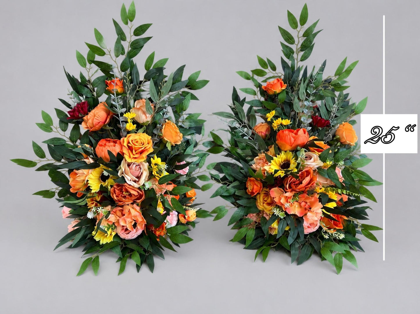 Set of 2 Orange Aisle Markers, Wedding Burnt Orange Sunflower Floor Arrangement, Rustic Fall Ground Arrangement, Barrel Whiskey Decor Reddit