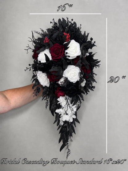 Black White Bouquet Wedding Bridal Black Bouquet Burgundy Bridesmaids Black White Bouquet Gothic Burgundy Ivory Artificlal Flower Reddit