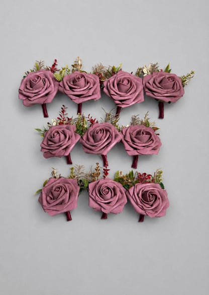 Burgundy Dusty Rose Corsage Wedding Mauve Rustic Wrist Corsage Bridesmaids Prom Gold Wine Red Maroon Wristlet Blush Artificial Flowers
