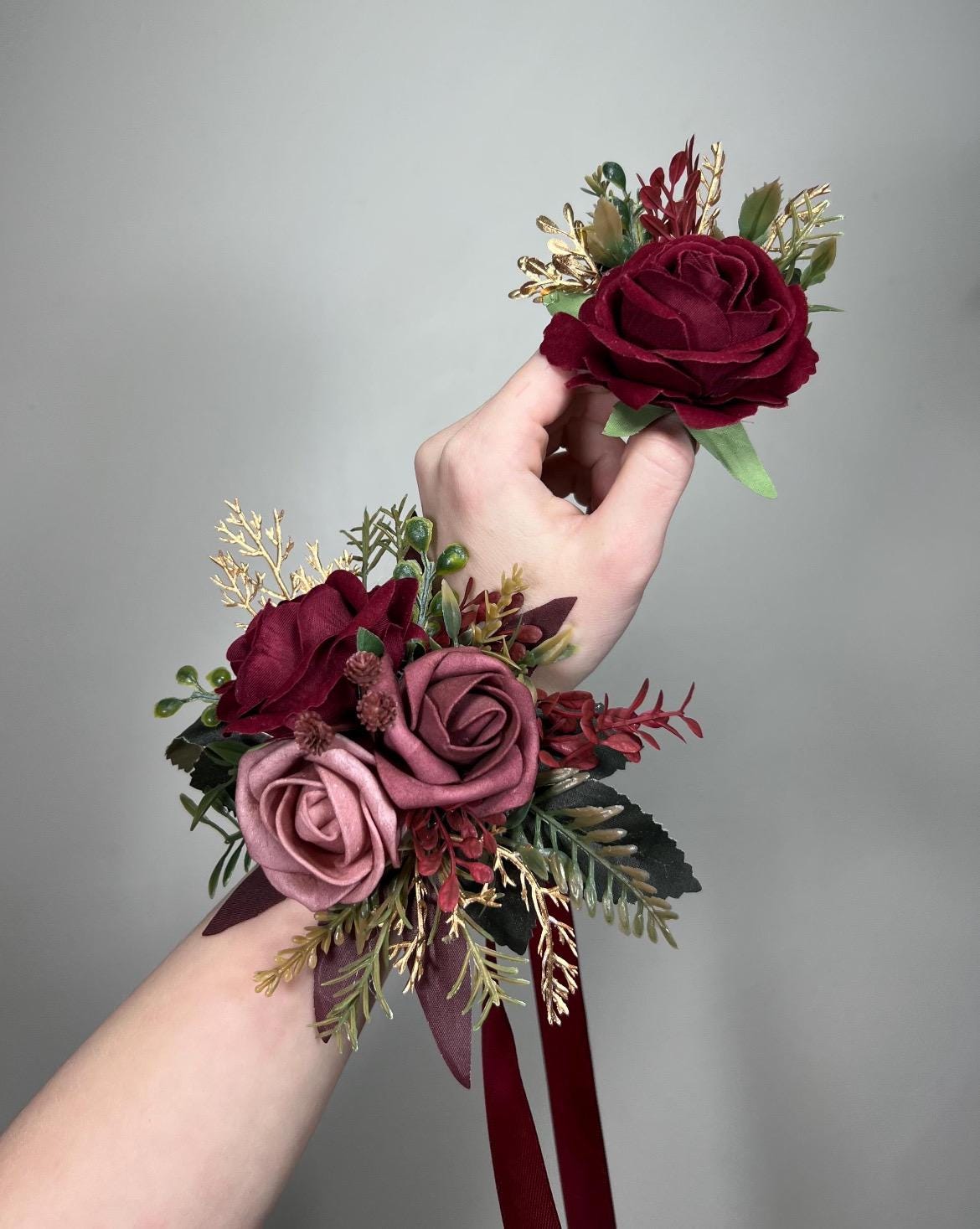 Burgundy Pink Flower Crown, Rustic Wedding Headpiece, Dusty Rose Mauve Floral Halo, Wine Red Maroon Gold Hair Crown Flower