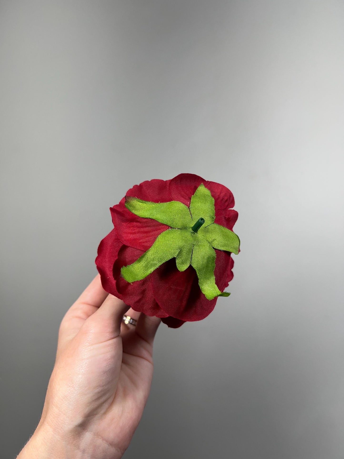 Red Rose Artificial Rose, Wedding Dark Red Flower Head with Stem Leaves, Craft Supplies DIY Bouquet, Home Decor Realistic Roses