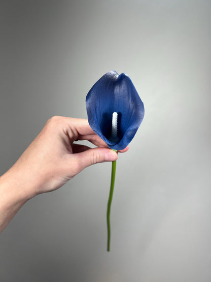 Blue Calla Lily, Artificial Calla Lily, Navy Blue Wedding Flower, Real Touch Floral Supply, DIY Wedding Decor, Craft Supplies Flowers