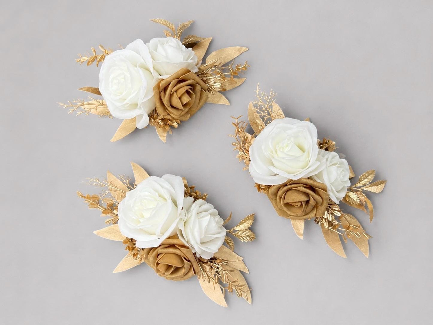 White Gold Cake Decor, Wedding White Rose Cake Topper, Rustic Cake Flowers Artificial, Cake Arrangements Floral