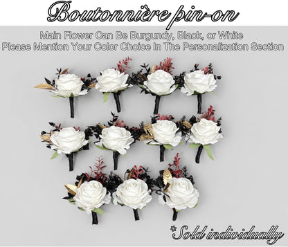Wedding Cascade Bouquet Burgundy Black White Halloween Bridesmaid Bridal Cascading Bouquet Gothic Wedding Gold Bouquet Flower Artificial