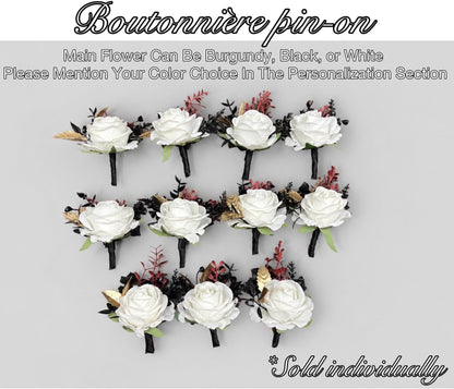 Wedding Cascade Bouquet Burgundy Black White Halloween Bridesmaid Bridal Cascading Bouquet Gothic Wedding Gold Bouquet Flower Artificial