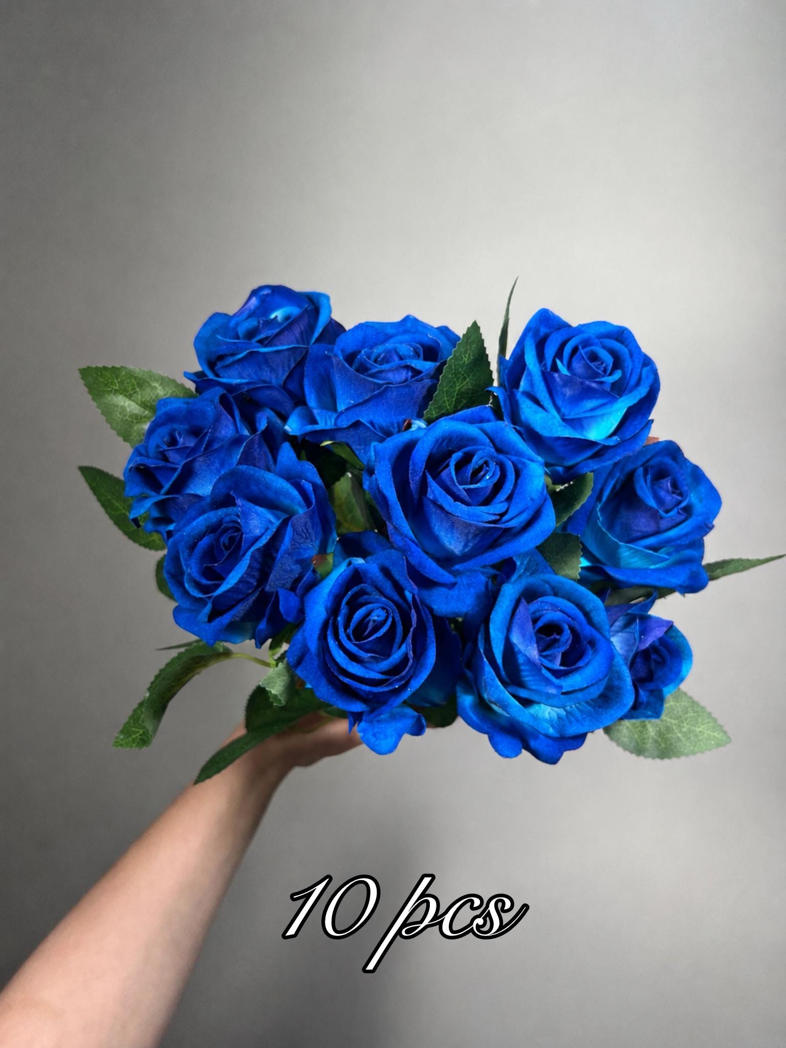 Royal Blue Rose, Artificial Flower Heads with Stem, Blue Wedding Flowers, Craft Supplies DIY Bouquet, Sapphire Blue Roses Home Decor