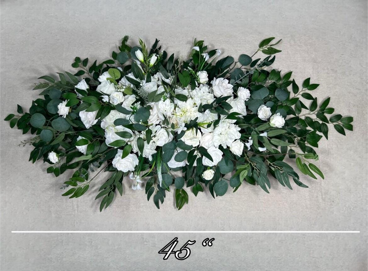 Wedding Arrangement White Arbor Arrangement Ivory Cross Decor White Flowers Arch Arrangement White Sage Eucalyptus Artificial Flowers Faux