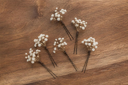 Baby's Breath Hair Pins, Ivory Gypsophila Hair Pins, Cream Bridal Hair Piece, Wedding Hair Accessories, Boho Dried Flower Hair Pins