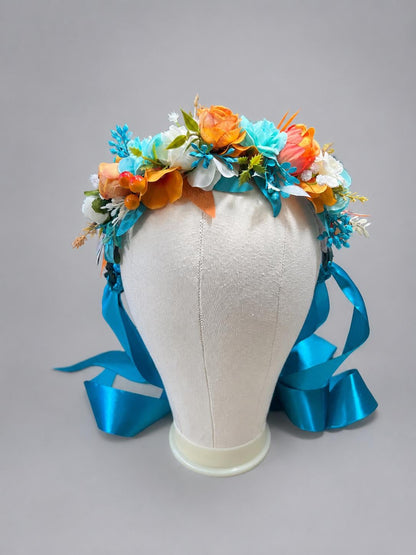 Wedding Flower Crown White Terracotta Rust Wedding Bridal Floral Headband Adult Decor Turquoise Wreath Bridal Crown Children Ivory Hair