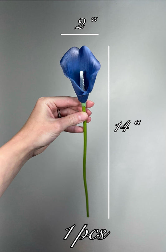 Blue Calla Lily, Artificial Calla Lily, Navy Blue Wedding Flower, Real Touch Floral Supply, DIY Wedding Decor, Craft Supplies Flowers