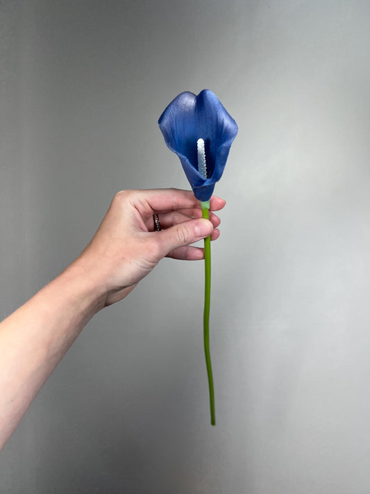 Blue Calla Lily, Artificial Calla Lily, Navy Blue Wedding Flower, Real Touch Floral Supply, DIY Wedding Decor, Craft Supplies Flowers