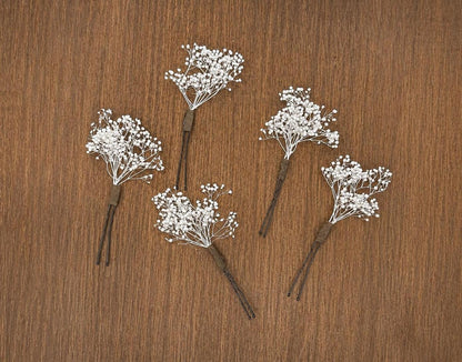 Baby's Breath Hair Pins, White Gypsophila Hair Pins, Pure White Bridal Hair Piece, Wedding Hair Accessories, Boho Dried Flower Hair Pins