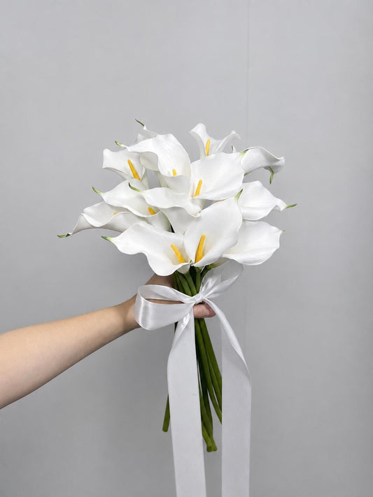 Real Touch Calla Lily Bouquet, Modern Bridal Bouquet, White Calla Lily Wedding Flowers, Elopement Bouquet Reddit