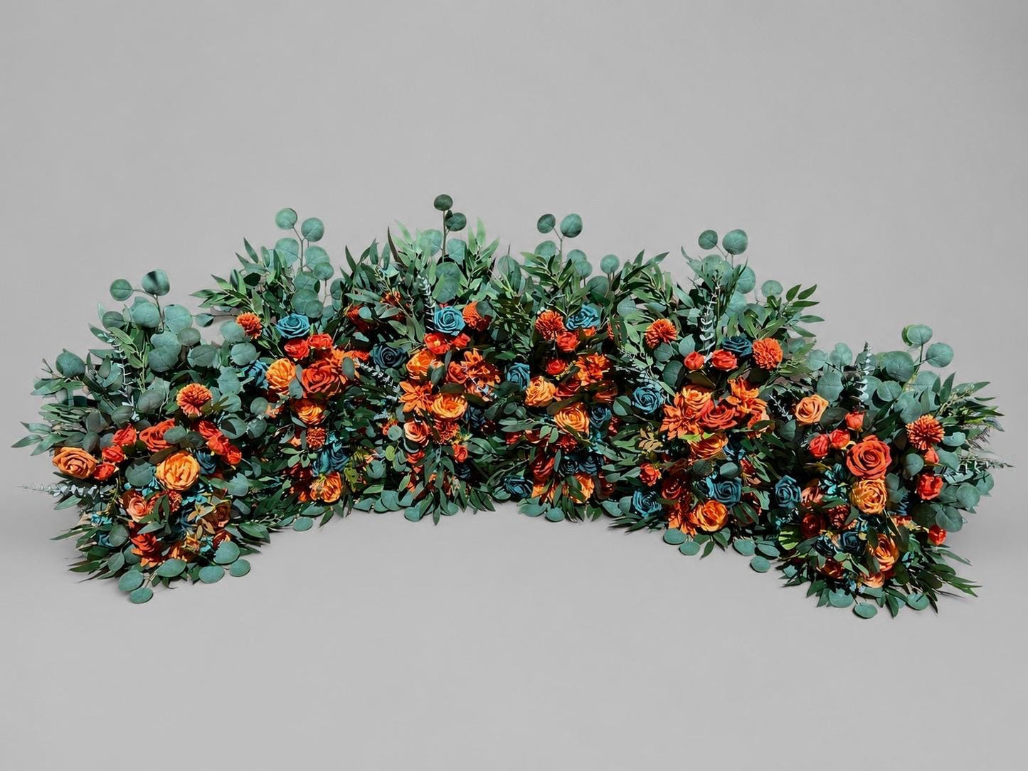 Burnt Orange & Teal Blue Aisle Markers, Wedding Aisle Decor, Terracotta Dark Teal Ceremony Flowers, Eucalyptus Wedding Decorations Reddit