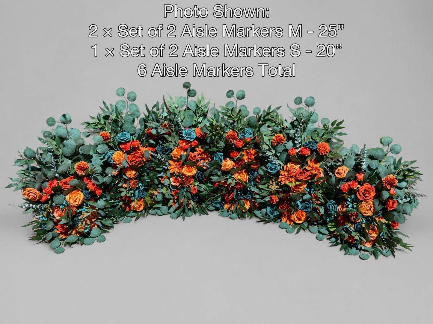 Burnt Orange & Teal Blue Aisle Markers, Wedding Aisle Decor, Terracotta Dark Teal Ceremony Flowers, Eucalyptus Wedding Decorations Reddit