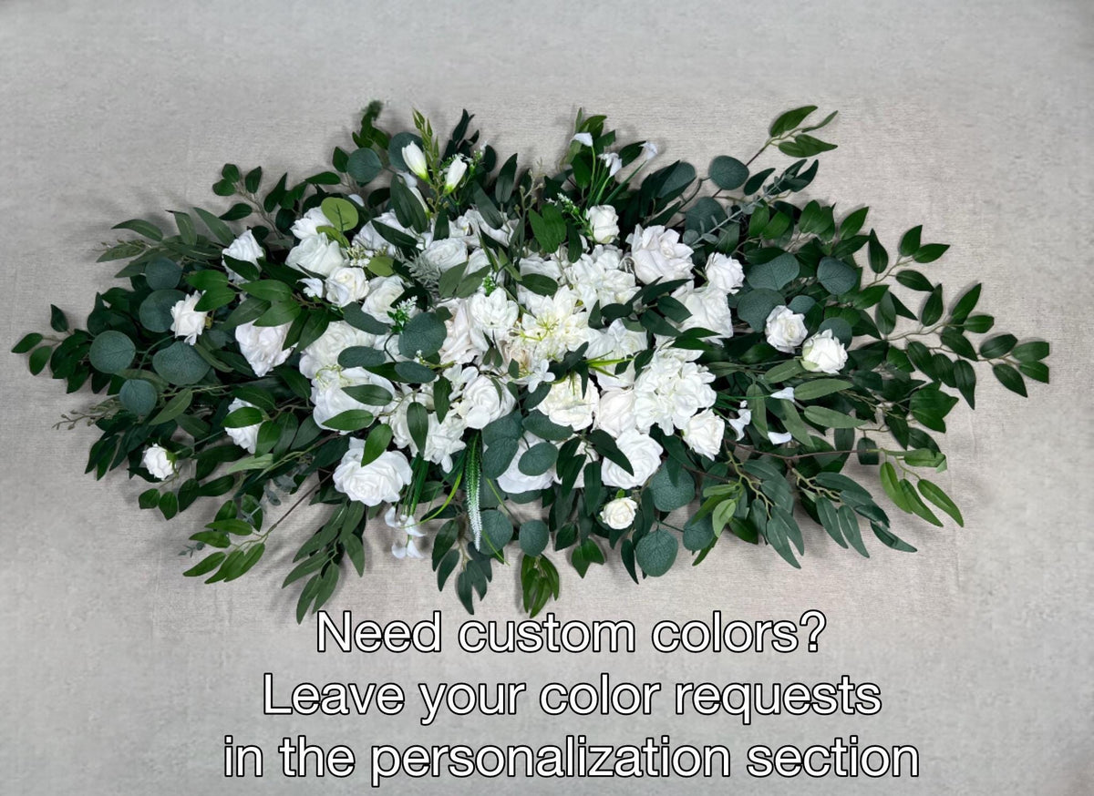 Wedding Arrangement White Arbor Arrangement Ivory Cross Decor White Flowers Arch Arrangement White Sage Eucalyptus Artificial Flowers Faux