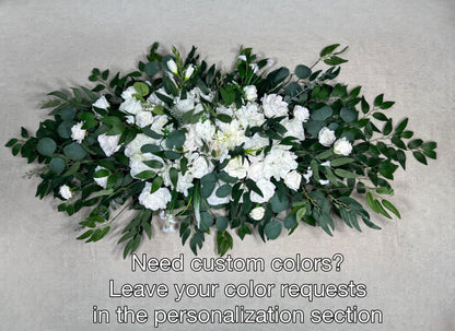 Wedding Arrangement White Arbor Arrangement Ivory Cross Decor White Flowers Arch Arrangement White Sage Eucalyptus Artificial Flowers Faux