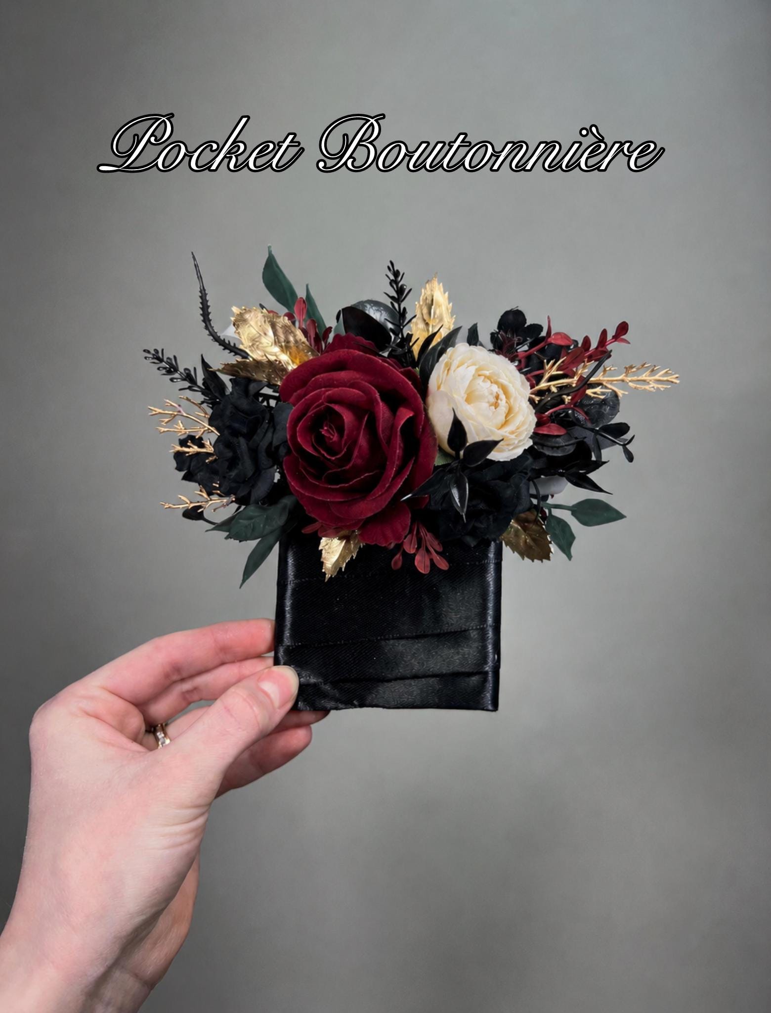 Burgundy Black Bouquet Bridal Wedding Gold Ivory Flowers Emerald Green Eucalyptus Bridesmaid Bouquet Fall Faux Flowers Halloween Gothic