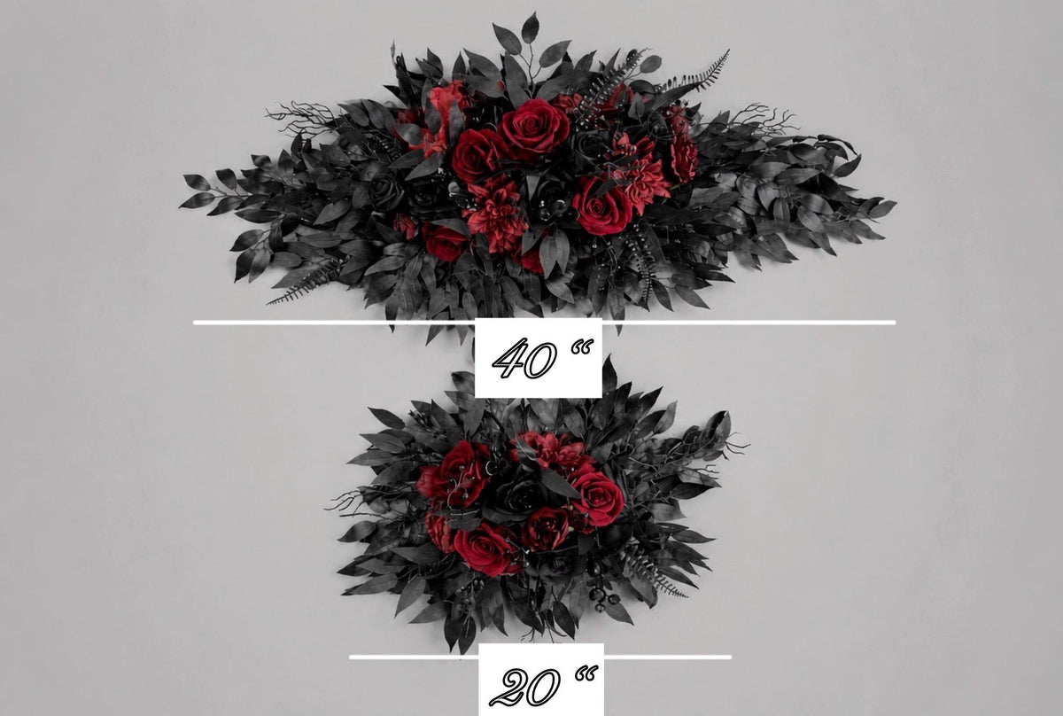 Black Burgundy Arch Flowers, Gothic Wedding Arch Decor, Dark Red Floral Swag, Moody Ceremony Backdrop, Black Arbor Arrangement Ties Reddit