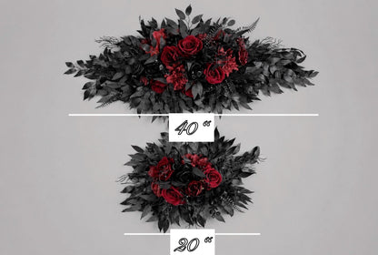 Black Burgundy Arch Flowers, Gothic Wedding Arch Decor, Dark Red Floral Swag, Moody Ceremony Backdrop, Black Arbor Arrangement Ties Reddit