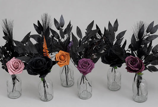 Black Plum Centerpiece Wedding Orange Black Gothic Single Flower Table Centerpiece for Bud Vase Dark Purple Halloween Artiricial Flower