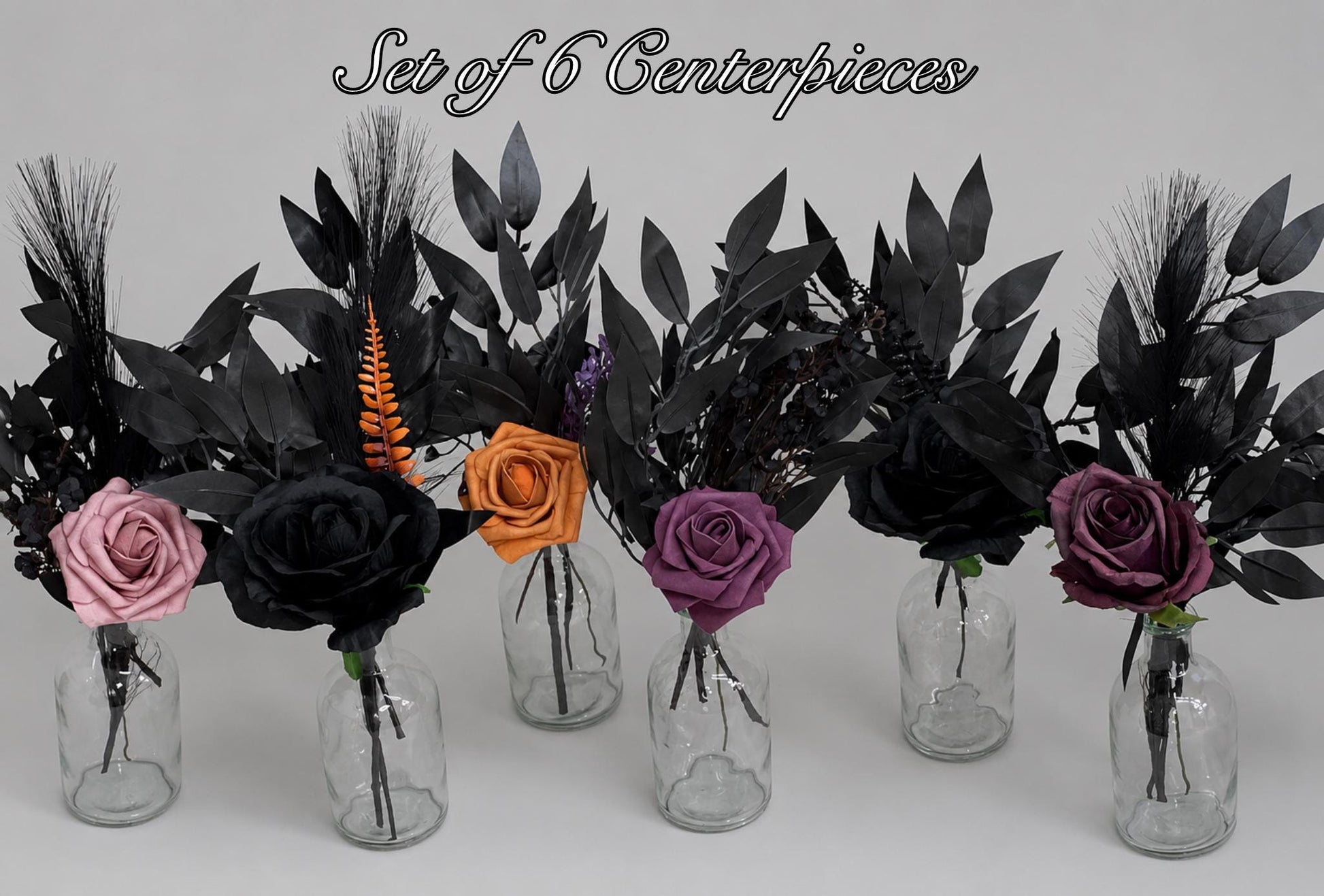 Black Plum Centerpiece Wedding Orange Black Gothic Single Flower Table Centerpiece for Bud Vase Dark Purple Halloween Artiricial Flower