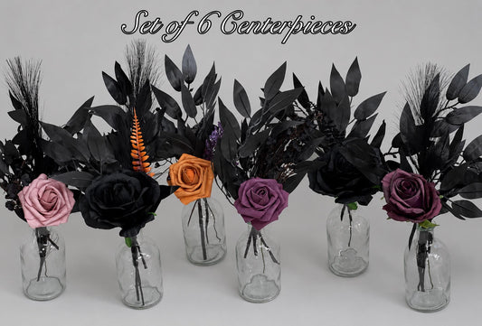 Black Plum Centerpiece Wedding Orange Black Gothic Single Flower Table Centerpiece for Bud Vase Dark Purple Halloween Artiricial Flower