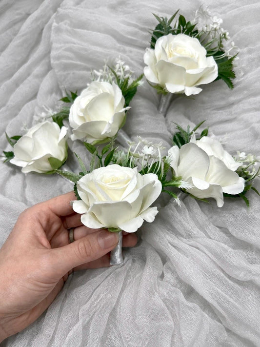 Wedding Boutonniere White Groom Wedding Groomsmen Boutonnière Ivory Artificial Flowers Eucalyptus White Rose Classic Boutonniere Reddit