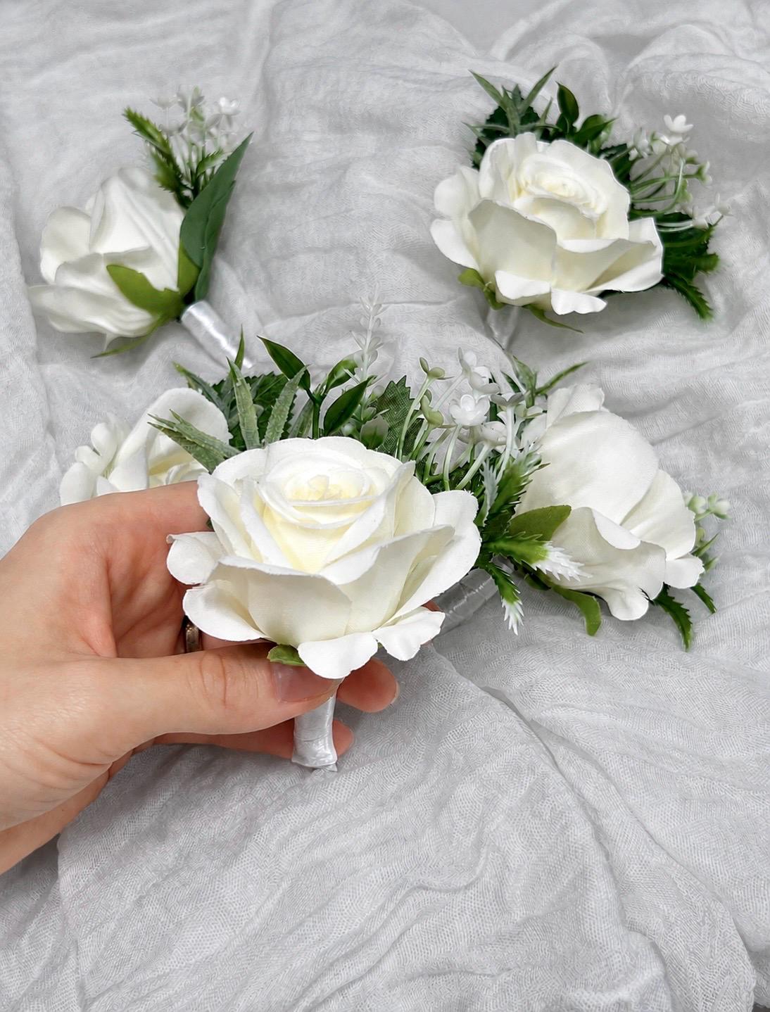Wedding Boutonniere White Groom Wedding Groomsmen Boutonnière Ivory Artificial Flowers Eucalyptus White Rose Classic Boutonniere Reddit