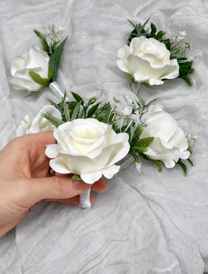 Wedding Boutonniere White Groom Wedding Groomsmen Boutonnière Ivory Artificial Flowers Eucalyptus White Rose Classic Boutonniere Reddit