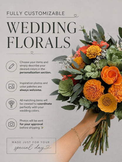 CUSTOM Sola Wood Bouquet, Wedding Bridal Wood Flowers Bouquet, Rustic Bridesmaids Flowers Keepsake, Custom Wooden Flowers Bouquet Reddit