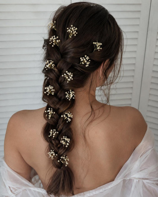Baby's Breath Hair Pins, Ivory Gypsophila Hair Pins, Cream Bridal Hair Piece, Wedding Hair Accessories, Boho Dried Flower Hair Pins Reddit