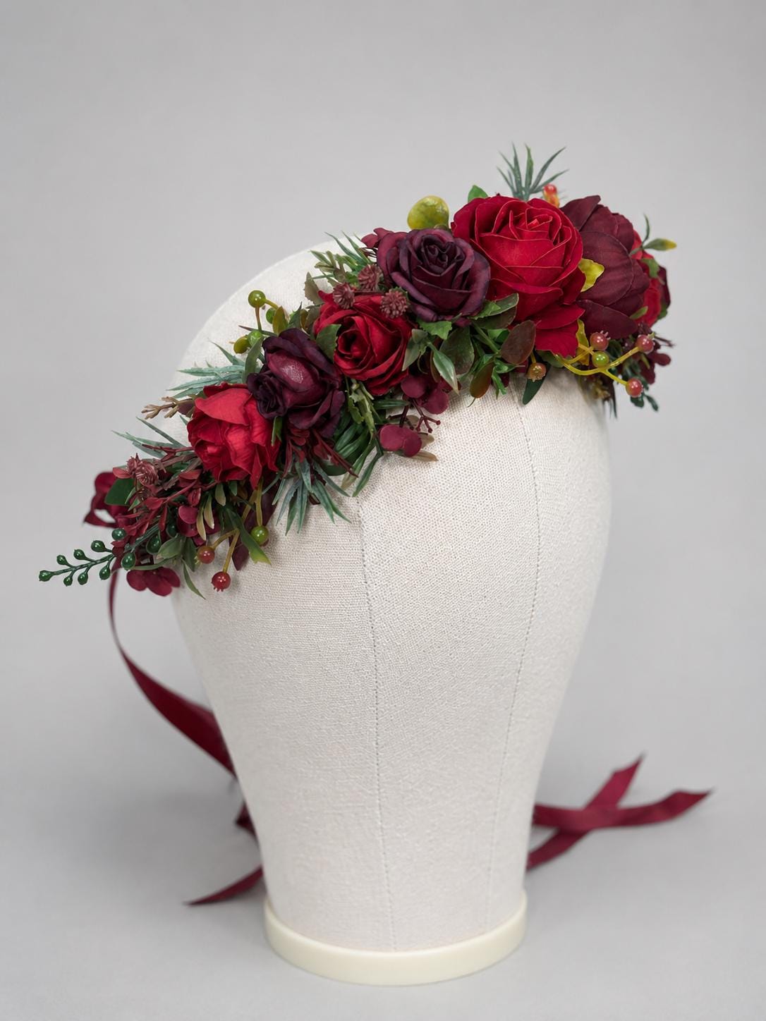 Red Flower Crown Wedding Dark Red Bridal Bridesmaids Floral Crown Artificial Flowers Burgundy Wine Red Hair Crown Flower Girl Wreath Reddit