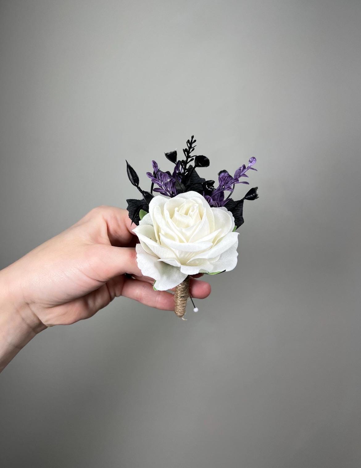 Purple White Black Bouquet Wedding Bridal Gothic Bridesmaids Flowers Plum Dark Purple White Moody Bouquet Artiricial Flowers Reddit