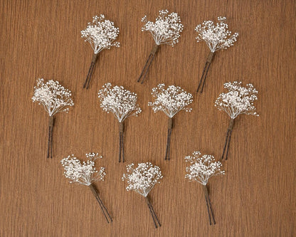 Baby's Breath Hair Pins, White Gypsophila Hair Pins, Pure White Bridal Hair Piece, Wedding Hair Accessories, Boho Dried Flower Hair Pins