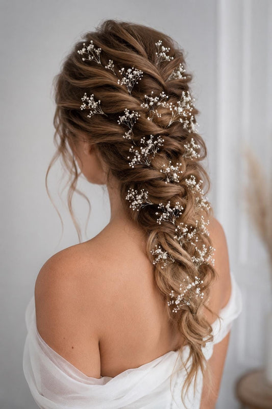 Baby's Breath Hair Pins, White Gypsophila Hair Pins, Pure White Bridal Hair Piece, Wedding Hair Accessories, Boho Dried Flower Hair Pins