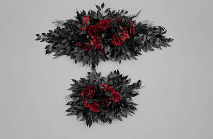 Black Burgundy Arch Flowers, Gothic Wedding Arch Decor, Dark Red Floral Swag, Moody Ceremony Backdrop, Black Arbor Arrangement Ties Reddit