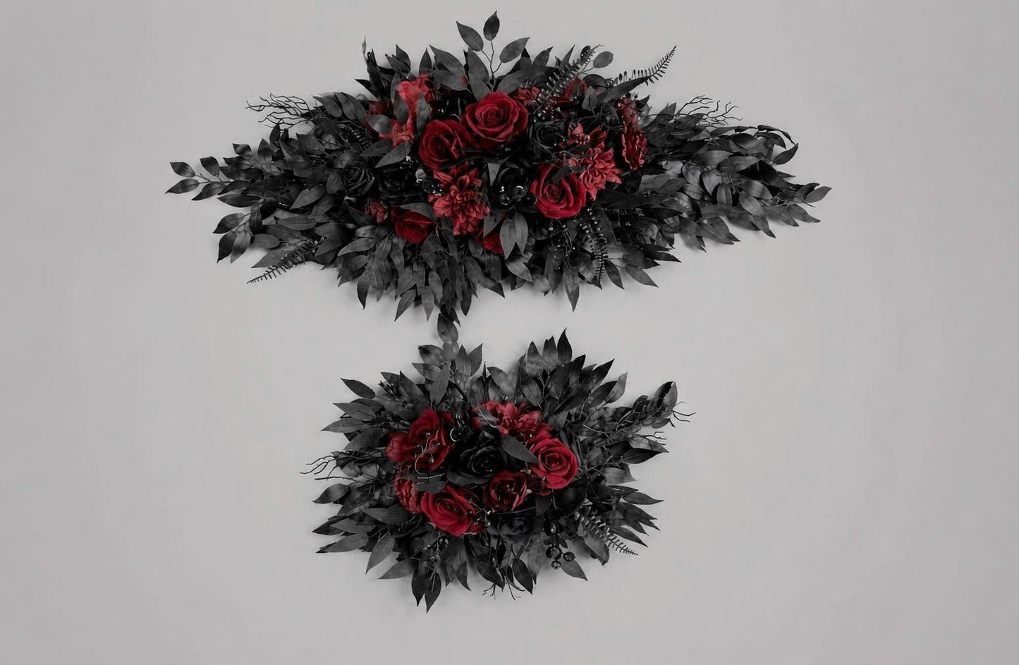 Black Burgundy Cascading Bouquet, Bridal Gothic Bouquet, Black Calla Lily Cascade Bouquet, Moody Halloween Bridesmaid Flowers Artificial