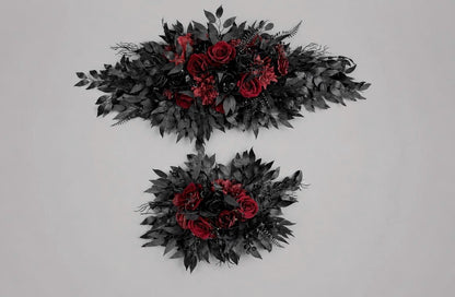Black Burgundy Cascading Bouquet, Bridal Gothic Bouquet, Black Calla Lily Cascade Bouquet, Moody Halloween Bridesmaid Flowers Artificial