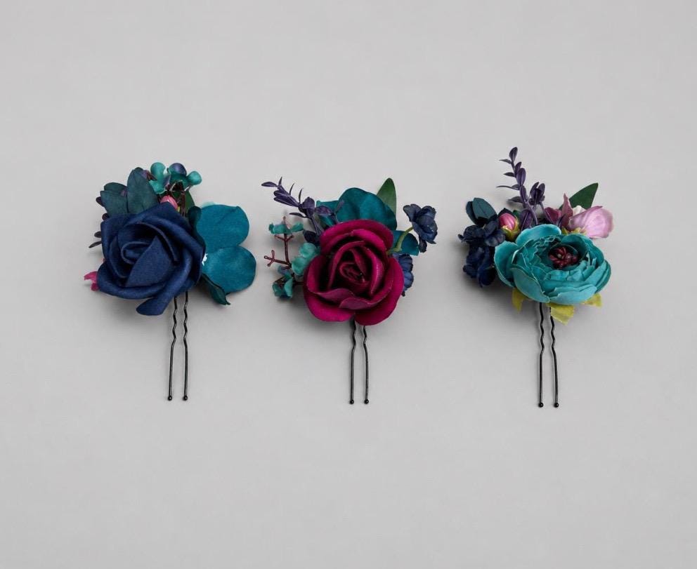 CUSTOM Hair Pin, Wedding Hair Pin, Bridal Hair Accessory, Artificial Flowers Hair Pin, Floral Bridesmaids Hair Pin, Bobby Pin Fake Flower