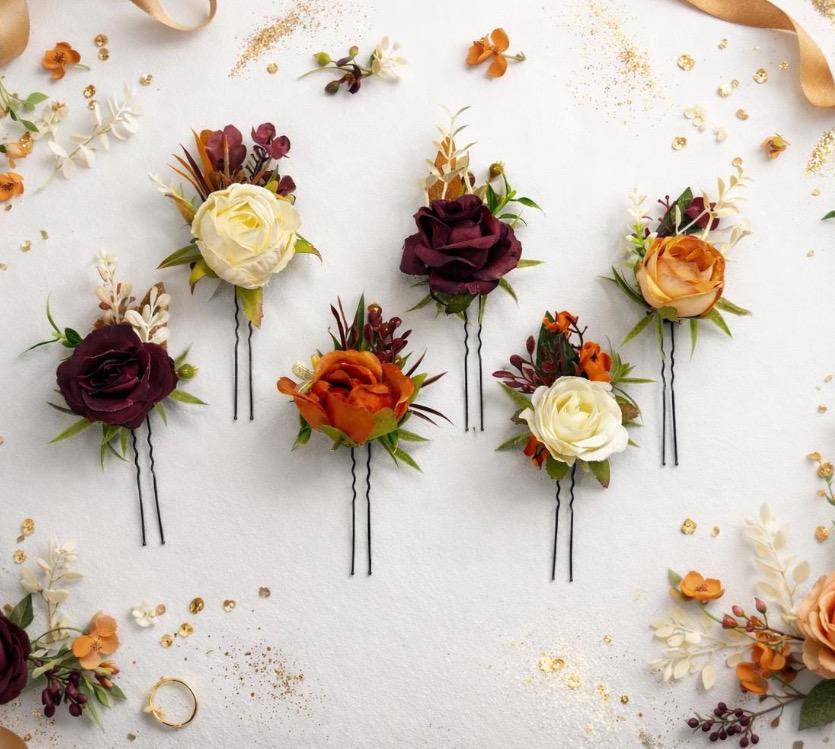 CUSTOM Hair Pin, Wedding Hair Pin, Bridal Hair Accessory, Artificial Flowers Hair Pin, Floral Bridesmaids Hair Pin, Bobby Pin Fake Flower
