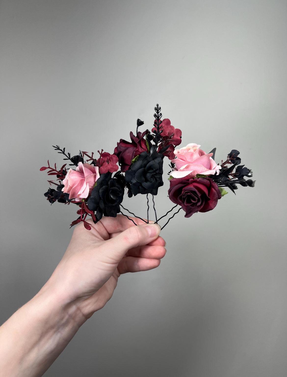 CUSTOM Hair Pin, Wedding Hair Pin, Bridal Hair Accessory, Artificial Flowers Hair Pin, Floral Bridesmaids Hair Pin, Bobby Pin Fake Flower