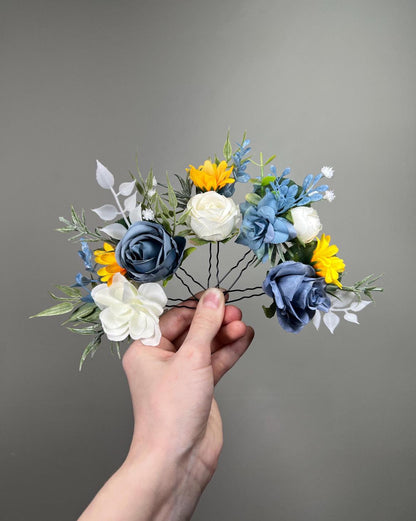 CUSTOM Hair Pin, Wedding Hair Pin, Bridal Hair Accessory, Artificial Flowers Hair Pin, Floral Bridesmaids Hair Pin, Bobby Pin Fake Flower